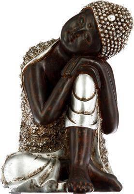 Budda figurka w srebrnej szacie, wys. 29,5 cm