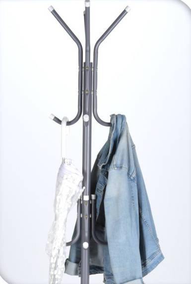 Stojak metalowy, wieszak na kurtki i płaszcze, 175 cm, szary