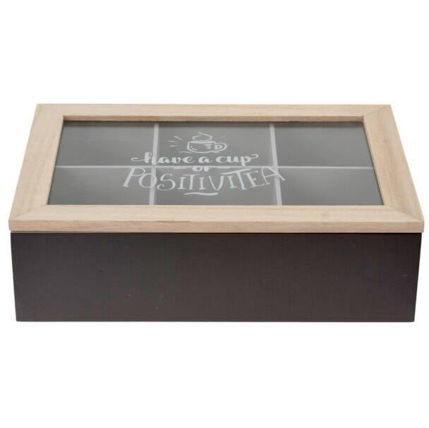 Pudełko na herbatę, drewniane, 24 x  17 x 7 cm, czarne
