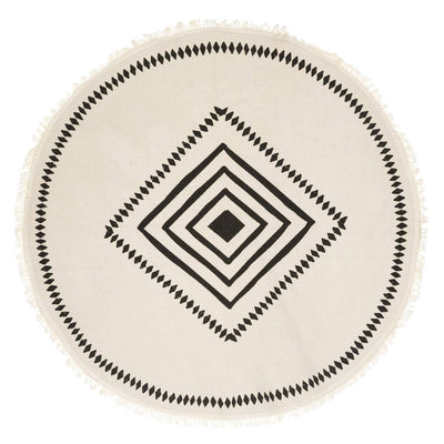 Okrągły dywanik ozdobny, motyw geometryczny, bawełna, Ø 90 cm