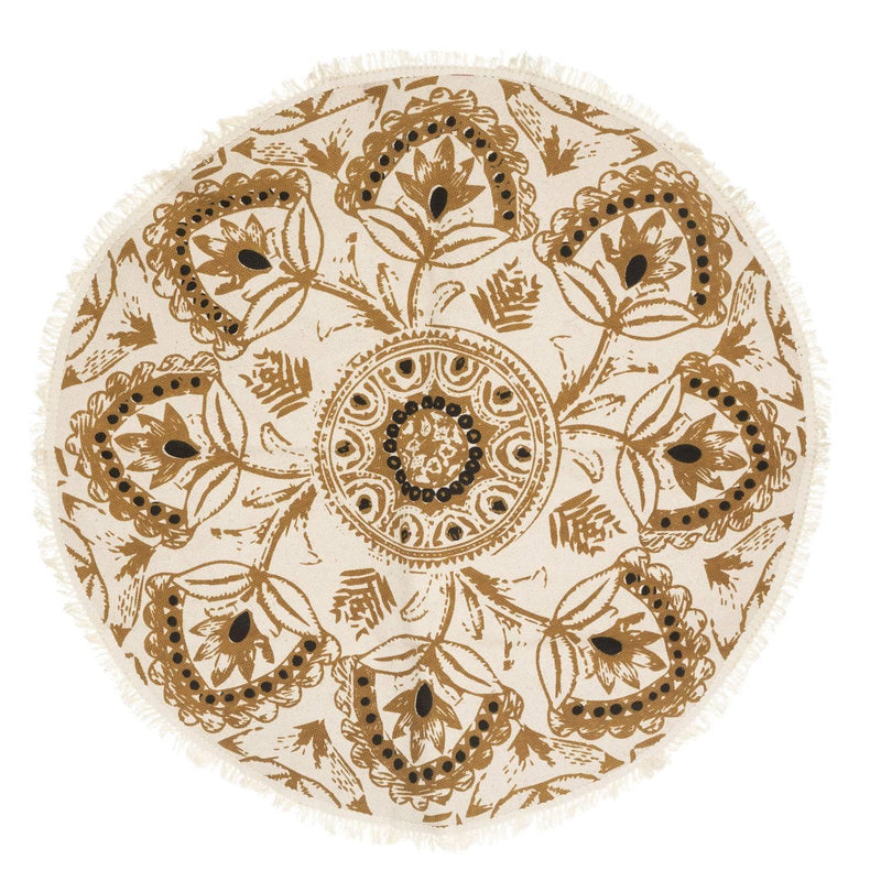 Okrągły dywanik ozdobny, motyw mandali, bawełna, Ø 90 cm
