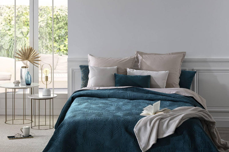 Narzuta na łóżko, poliester, niebieska, 240 x 260 cm