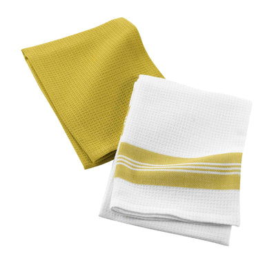 Ręczniki kuchenne 2 szt., żółte, bawełna, 50 x 70 cm