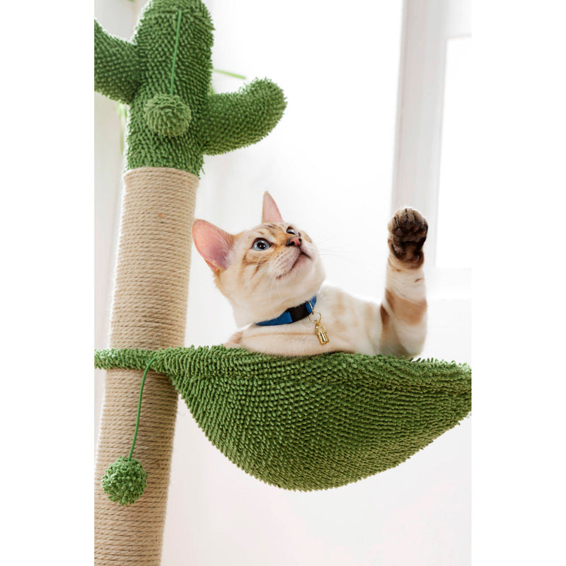 Drapak dla kota w kształcie kaktusa, z hamakiem