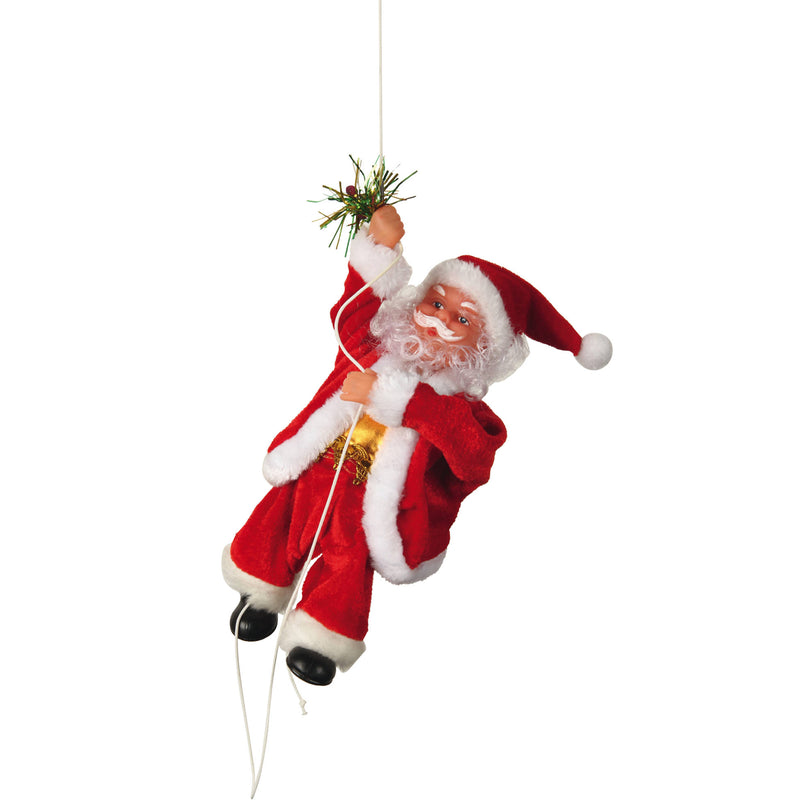 Święty Mikołaj, grający, wspinający się po linie, 20 cm