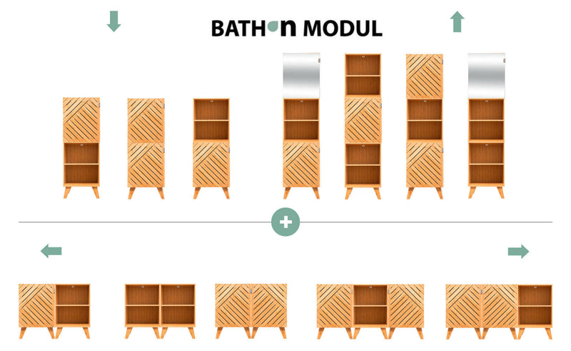 Szafka łazienkowa, bambus, 2 półki Bath n&