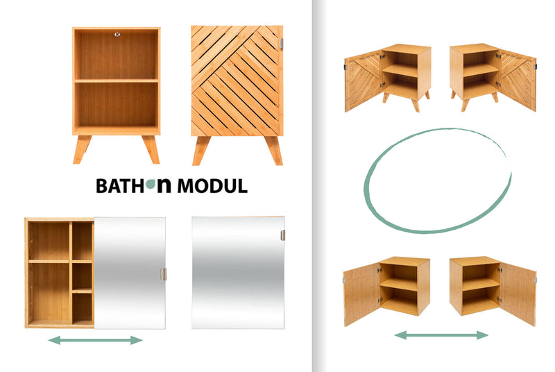 Szafka łazienkowa, bambus, 2 półki Bath n&