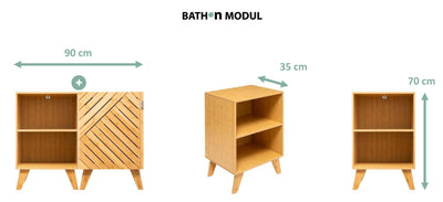 Szafka łazienkowa, bambus, 2 półki Bath n'modul, 70 cm