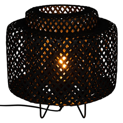 Lampa stołowa boho LIBY, bambusowa plecionka, Ø 25 cm