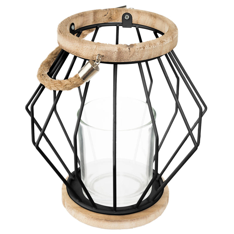 Lampion na taras z uchwytem, metalowy, 20 cm