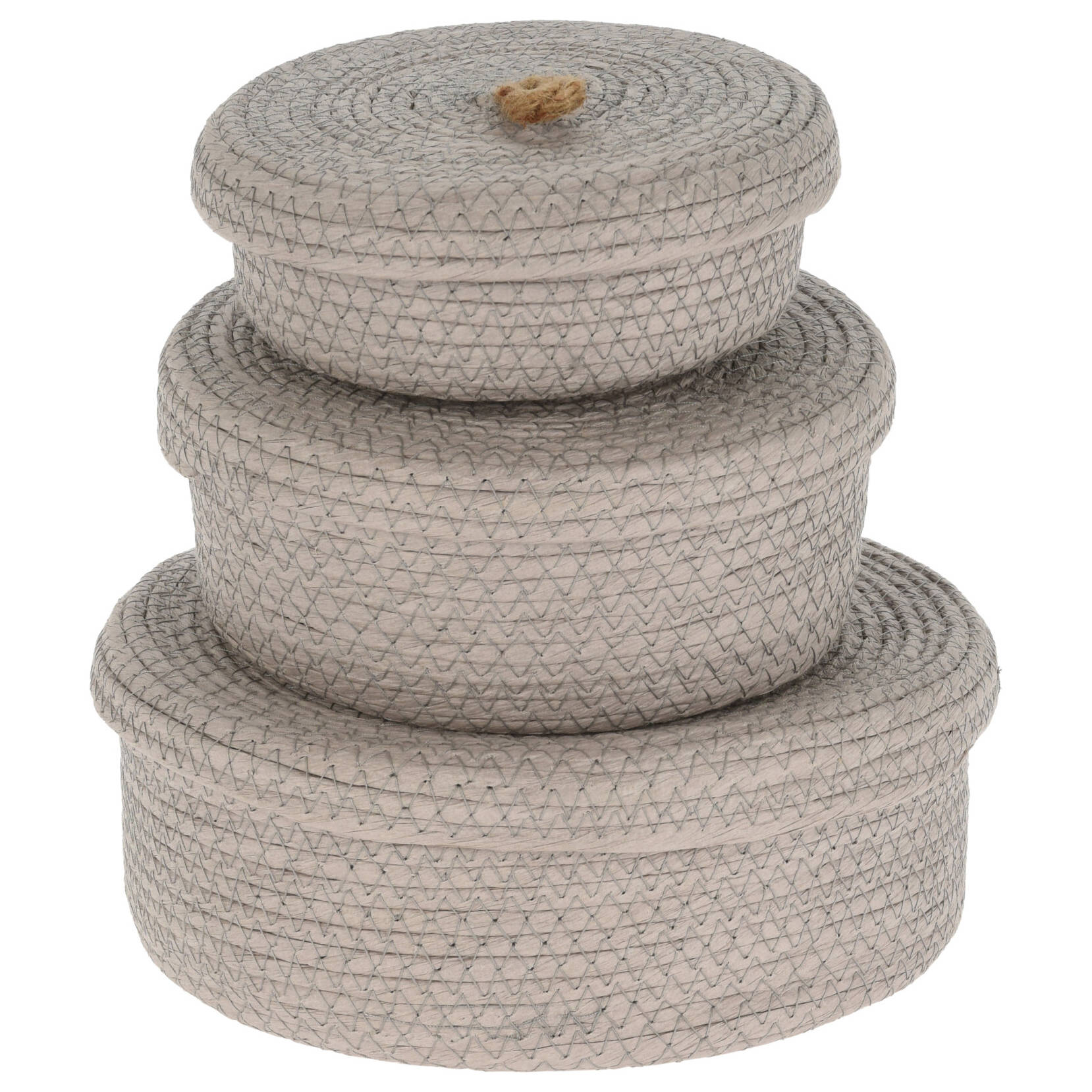 Dekoracyjne koszyki do przechowywania, jutowa pokrywka, 3 sztuki