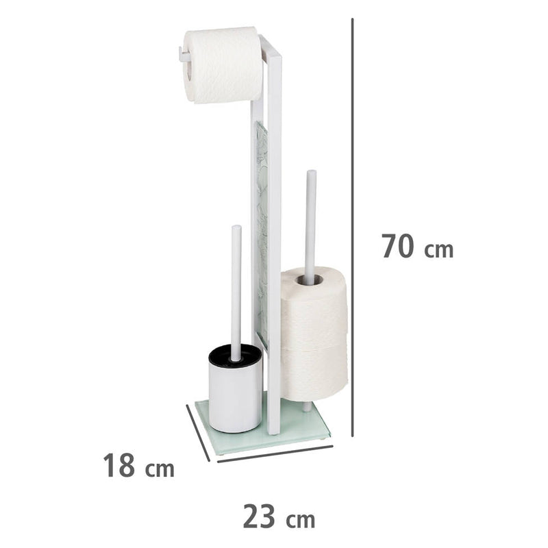 Stojak na papier toaletowy i szczotkę wc RIVALTA SAMOA, 3w1, botaniczny wzór na szybce, WENKO