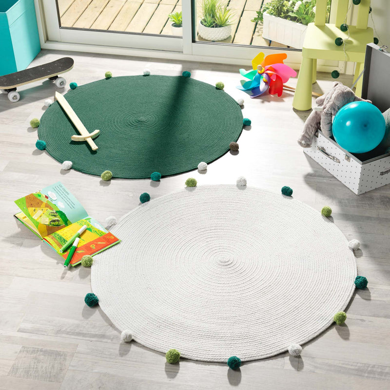 OUTLET Okrągły dywanik z pomponami POMPOMPARTY, Ø 90 cm