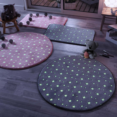 OUTLET Okrągły dywanik w gwiazdki fluorescencyjne FLUO NIGHT, Ø 90 cm