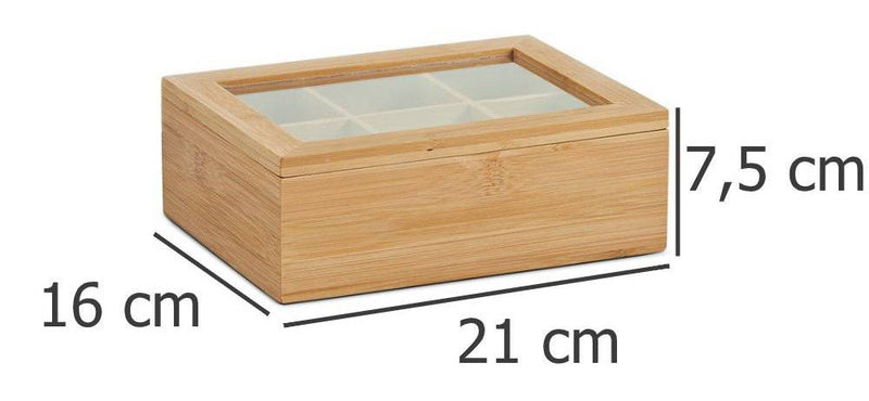 OUTLET Bambusowa szkatułka na herbatę w torebkach - 6 przegródek, ZELLER