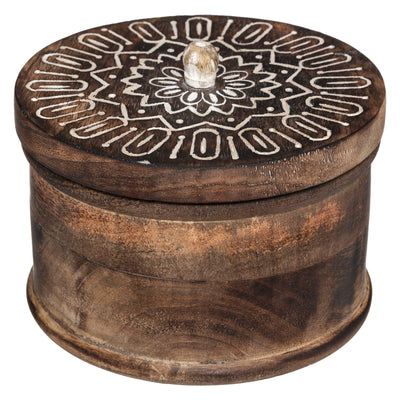 Drewniane pudełko na biżuterię NAM NAM, mango, Ø 15 cm
