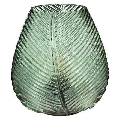 Szklana lampka na baterie, Liść palmy, 15 cm