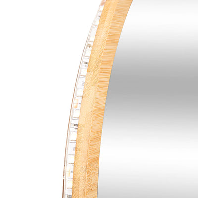 Lustro łazienkowe z oświetleniem LED, bambusowa rama, Ø 57 cm