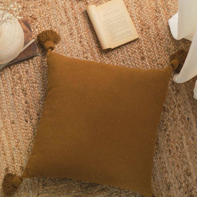Poduszka z pomponami, bawełniana, 45 x 45 cm
