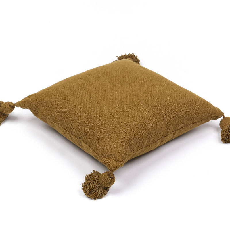 Poduszka z pomponami, bawełniana, 45 x 45 cm