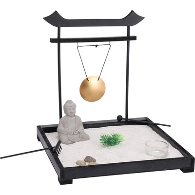Zestaw do relaksacji OGRÓD ZEN z figurką buddy i gongiem, 26 x 26 x 26 cm