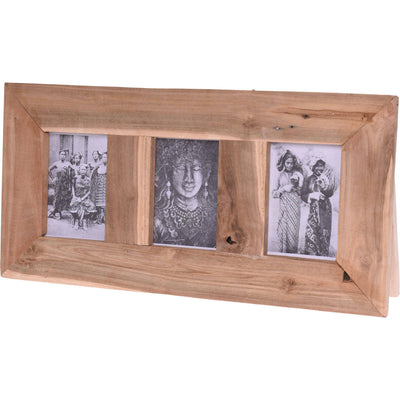 Ramka z drewna tekowego na 3 zdjęcia, 55 x 28 cm