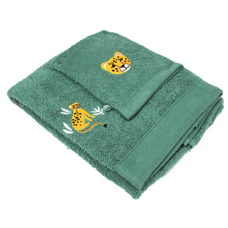 Zestaw kąpielowy z haftem, rękawica + ręcznik 70 x 130 cm