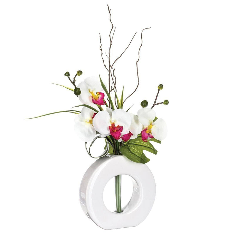 Kwiaty sztuczne ozdobne, stylowy zestaw storczyków i oryginalnej doniczki idealny zestaw dekoracyjny