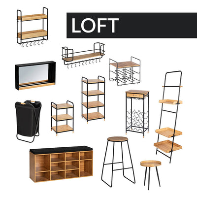 OUTLET Półka na ścianę z wieszakami LOFT, dwupoziomowa, WENKO