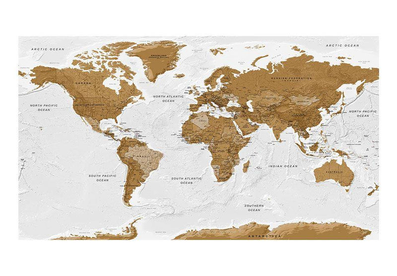 Fototapeta samoprzylepna - Mapa świata: Białe oceany II