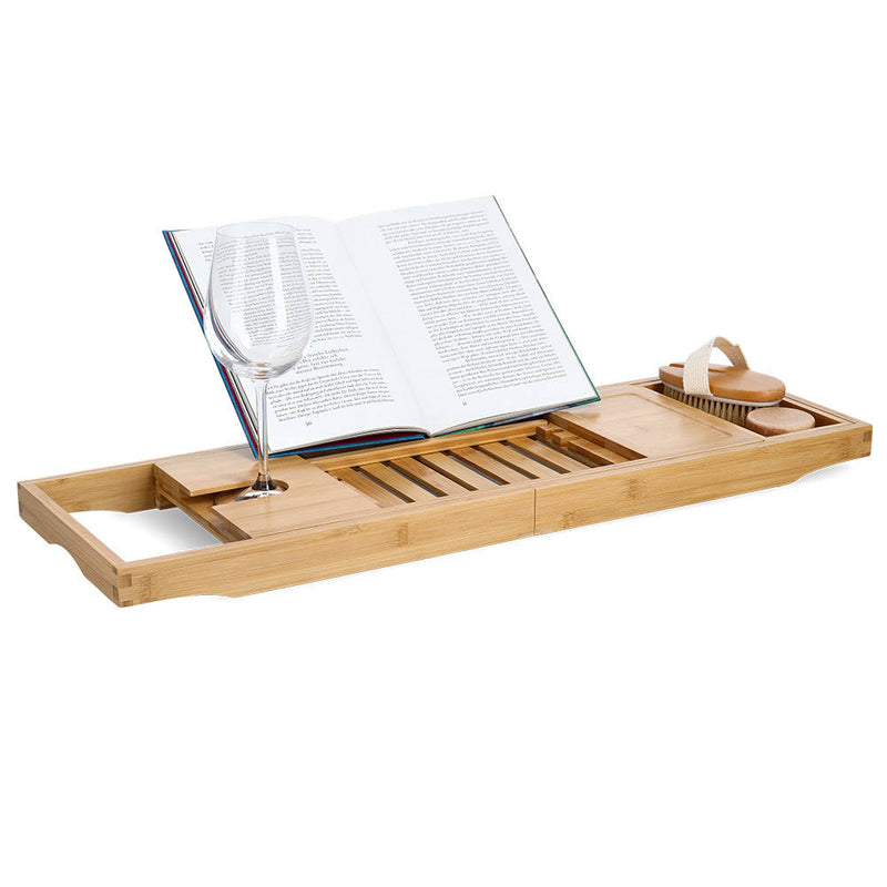 Półka na wannę, bambusowa z podstawką na książkę, 70 cm