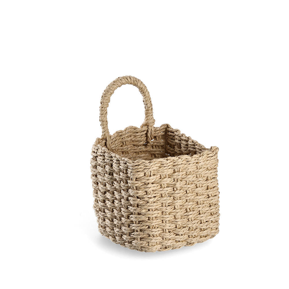 Koszyki do przechowywania z uchwytem, plecionka papierowa, 2 sztuki