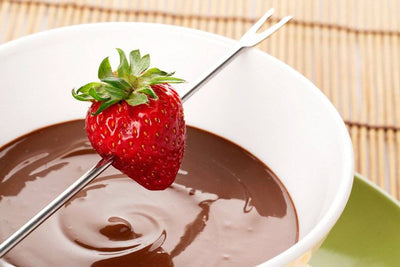 OUTLET Zestaw do fondue, ceramiczny zestaw do podgrzewania czekolady w komplecie z widelczykami