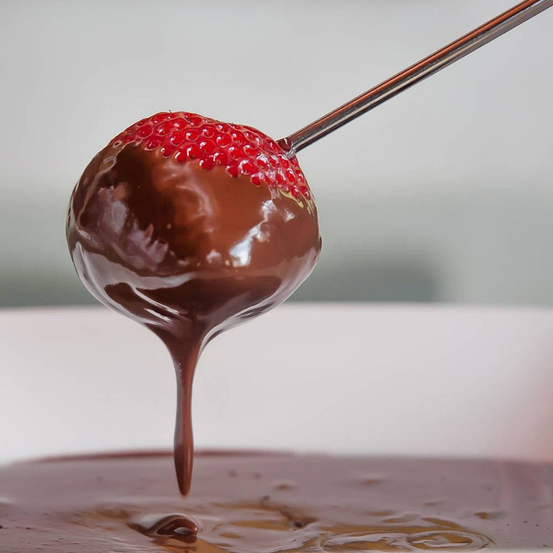 OUTLET Zestaw do fondue, ceramiczny zestaw do podgrzewania czekolady w komplecie z widelczykami