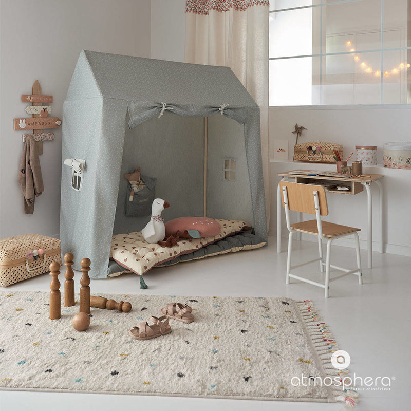 Namiot dla dziewczynki lub chłopca, typu chatka, bawełna i drewno, wys. 126 cm