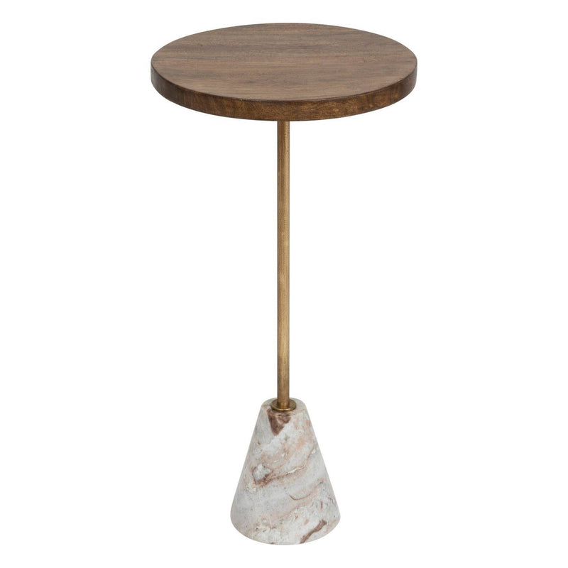 Stolik kawowy marmur i drewno, Ø 35,5 cm