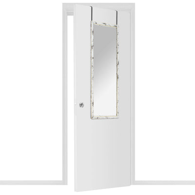 Wysokie lustro do zawieszenia na drzwiach, rama wzór marmuru, 94,5 x 34 x 1,65 cm
