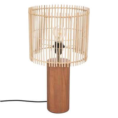 Lampa stołowa na drewnianej podstawce Davys, 48 cm