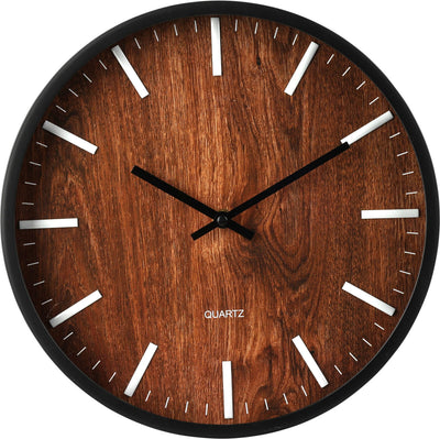 Zegar ścienny, tarcza w drewnianym stylu, Ø 30 cm