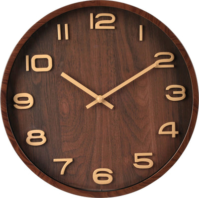 Zegar ścienny, tarcza w drewnianym stylu, Ø 30,5 cm