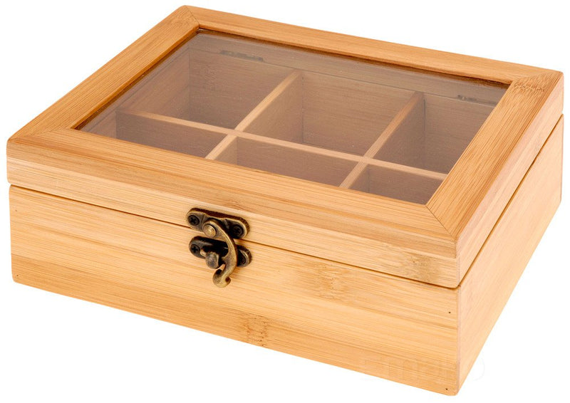Bambusowa szkatułka na herbatę w torebkach - 6 przegródek - EMAKO