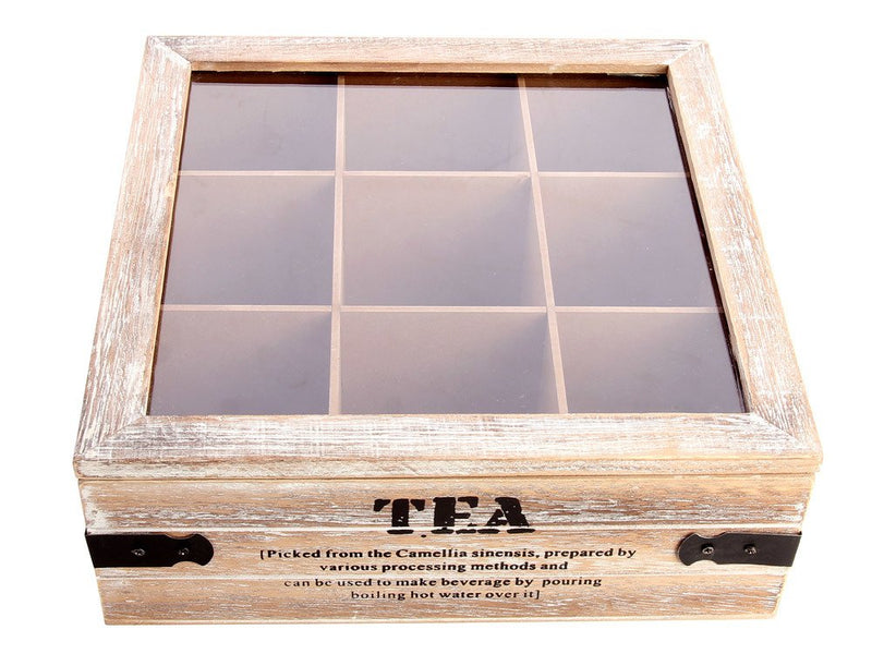 Drewniana herbaciarka TEA - 9 przegródek