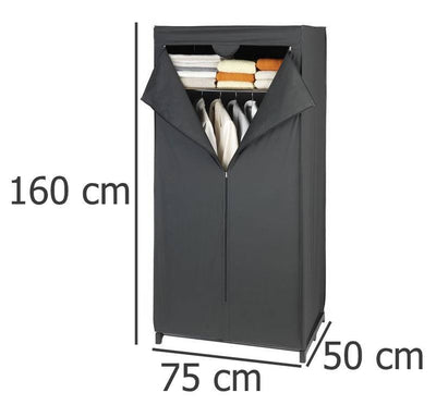 Szafa tekstylna DEEP BLACK, składana garderoba, 160x75x50cm, WENKO
